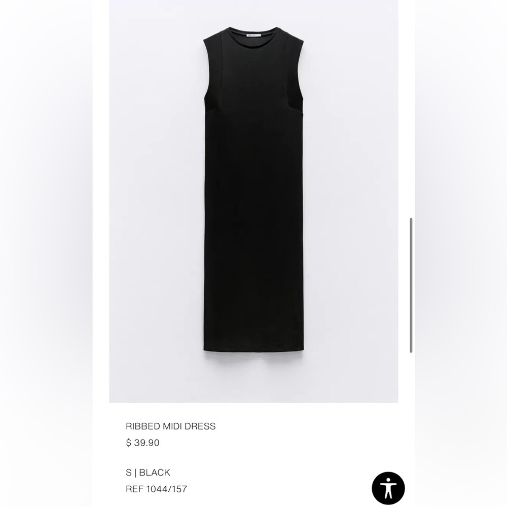 Zara Black Ribbed Midi Dress